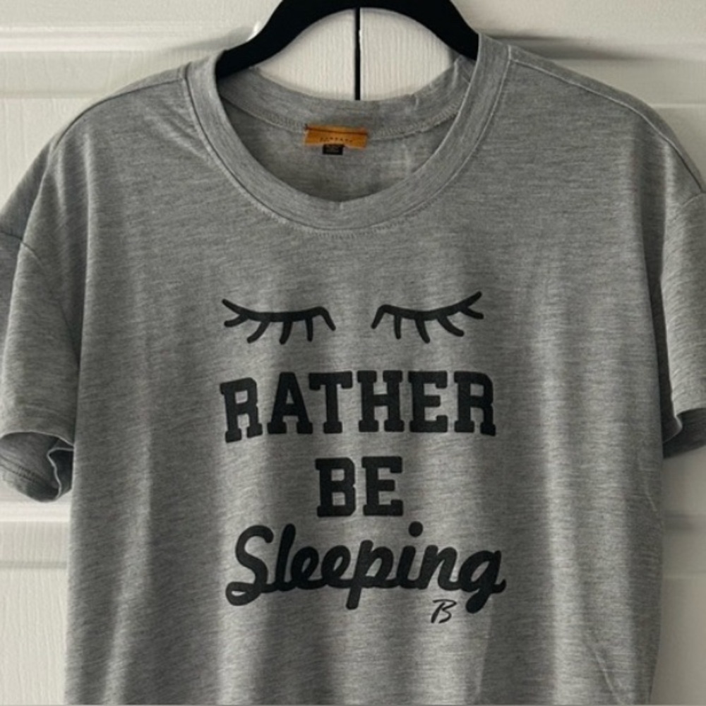 Rather Be Sleeping Eyelash Gray Graphic Nightshirt  XS/S